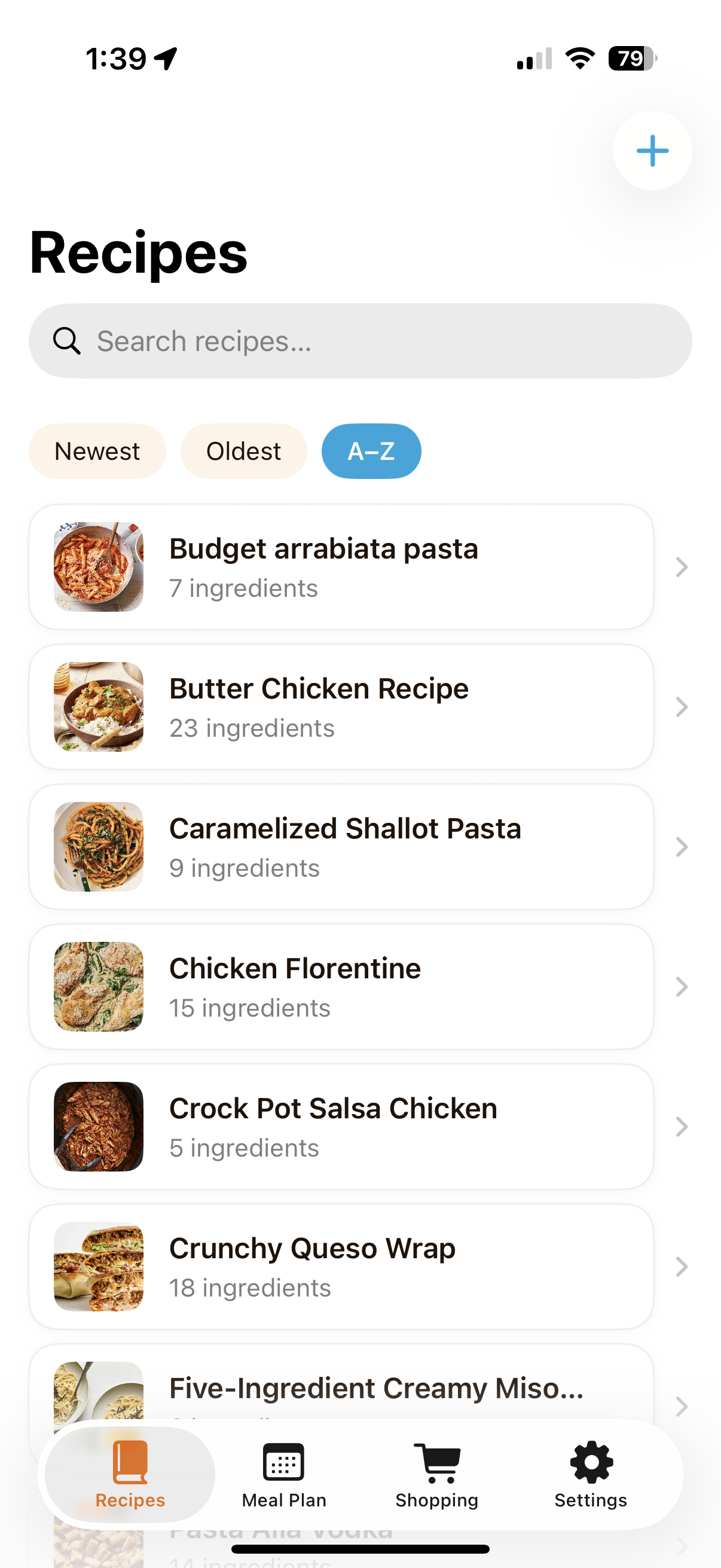 Forage meal planner screen